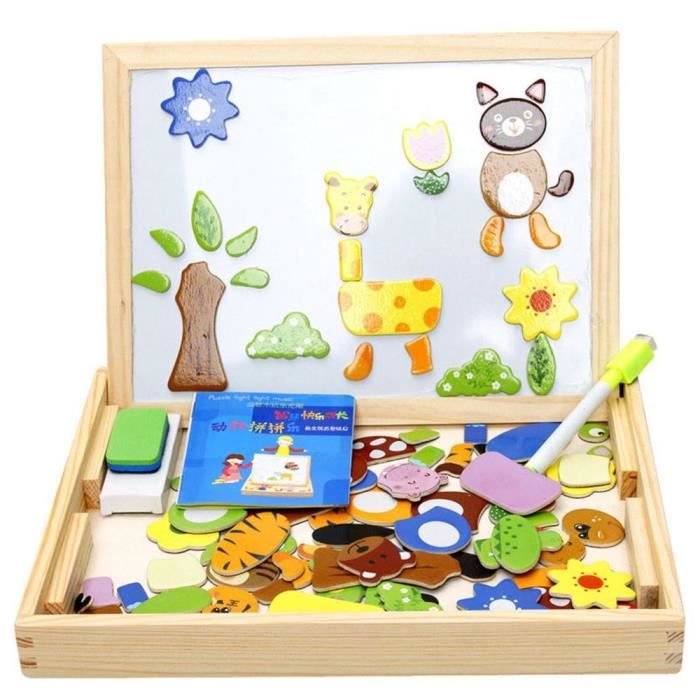 Plateau De Puzzle Animaux En Bois Jouets Pour Enfants Planche à Dessin Magnétique