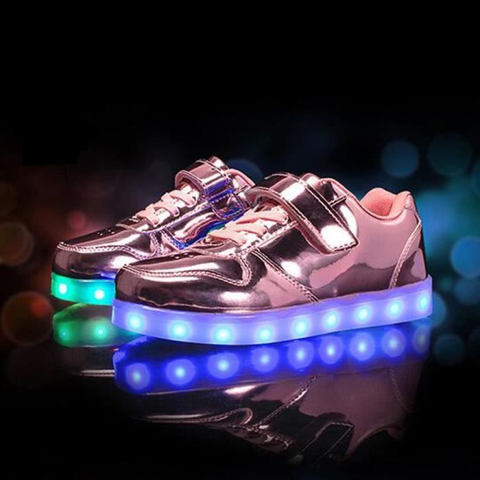 Chaussures LED Enfants Rose USB Charge Mode Color Glow