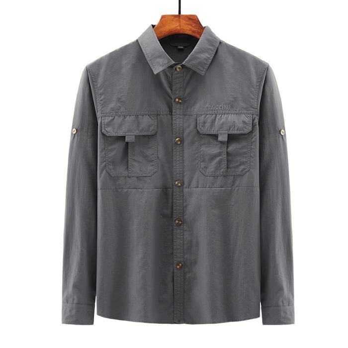 Chemise Manche Longue pour Homme Petergiant Vert Gris - SodiShop Guinée