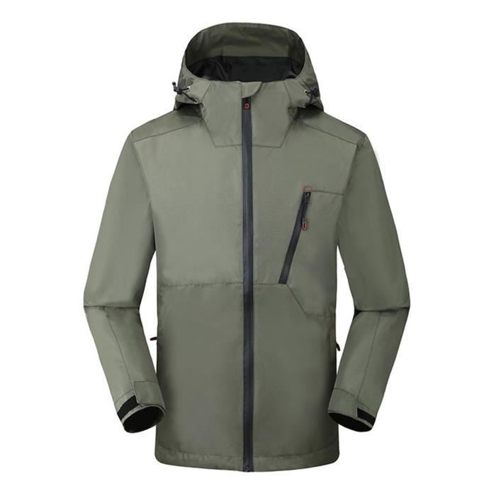 Veste Homme À Capuche Imperméable Et Coupe-Vent Multifonction Blouson À Capuche Running - Gris