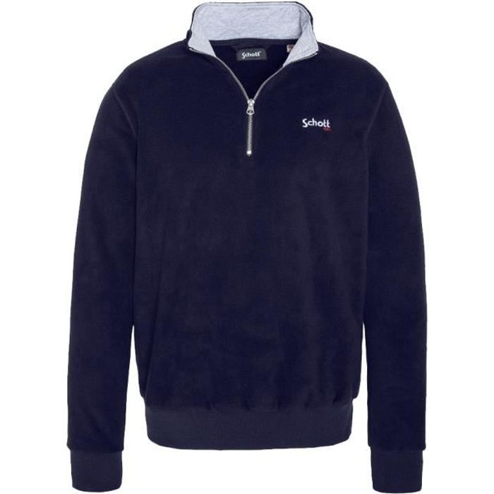 Sweat Polaire Marine Homme Schott Half Zipped Bleu Cdiscount
