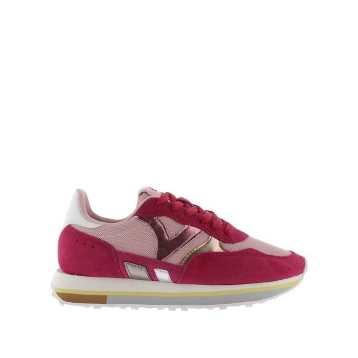 Baskets basses Victoria rose VICTORIA Mixte Cuir Blanc Fuchsia Adulte Lacets Compense