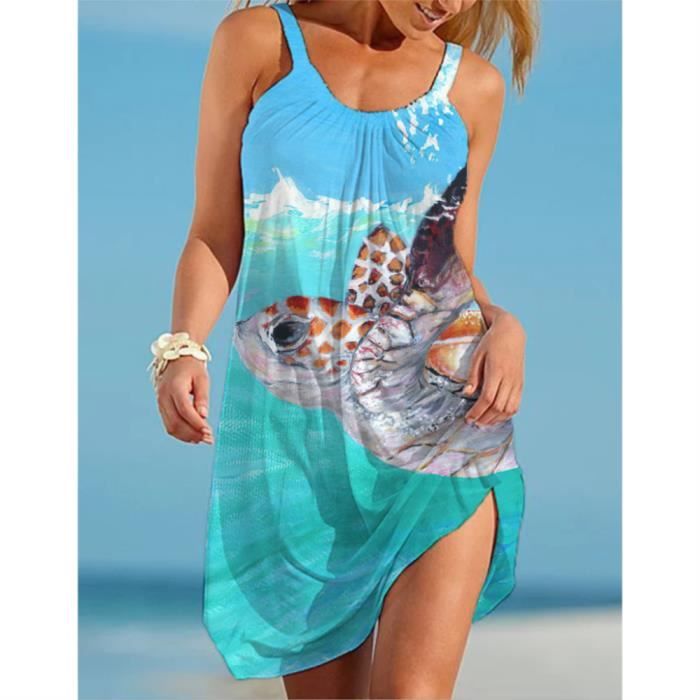 Robe Sans Manches A Col Rond Pour Femme Robe Trapeze Longueur