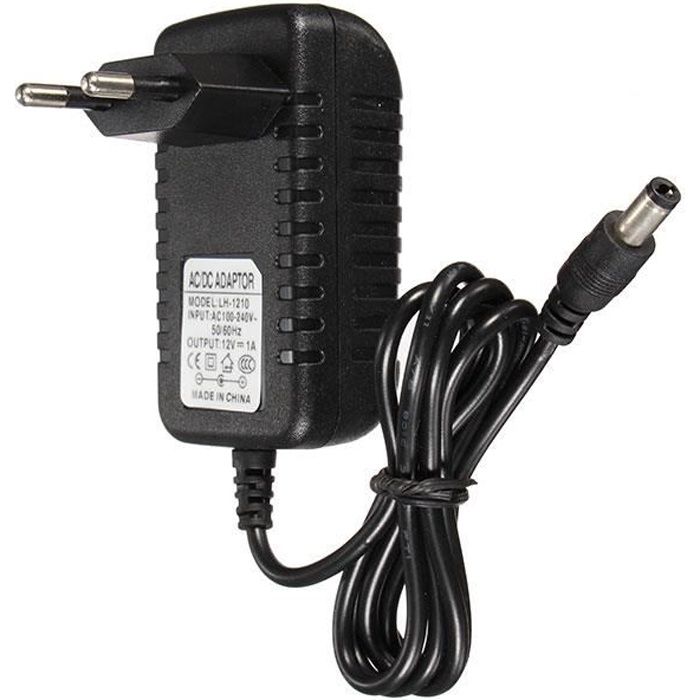 TEMPSA Câble d'alimentation DC 12V 1A Adaptateur Secteur EU Prise Pour LED  Bande CCTV