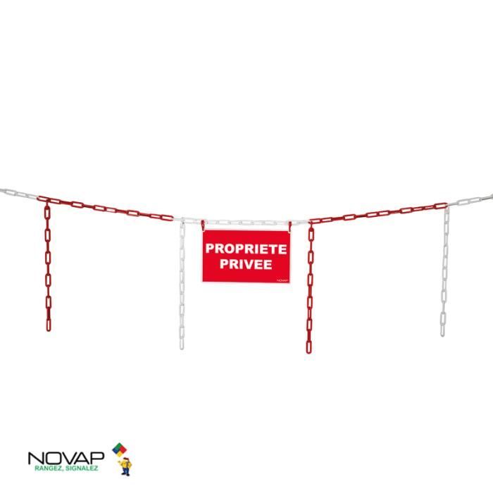 Kit de délimitation barrière de chaîne rouge/blanc et panneau propriété privée - 1365070