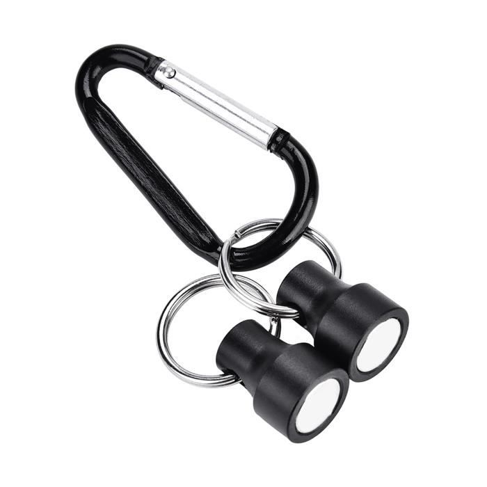 Lot De 4 Clips Magnétiques Pour Pêche Avec Cordon Enroulé Et Mousqueton - Pour épuisette, Outils, Clés - Noir, Argent, Bleu, Rouge