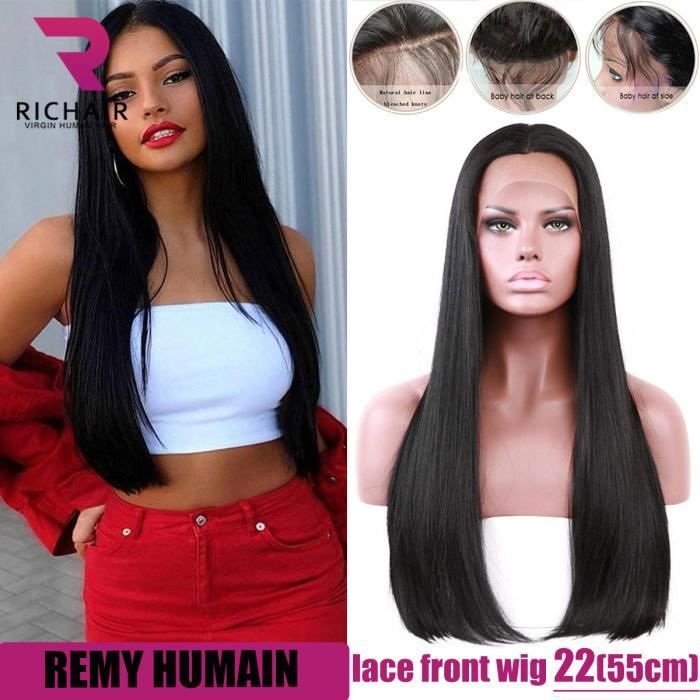 Cheveux En V Sur Le Front Femme Perruque femme lace front wig REMY cheveux naturel brésilienne 22pouces