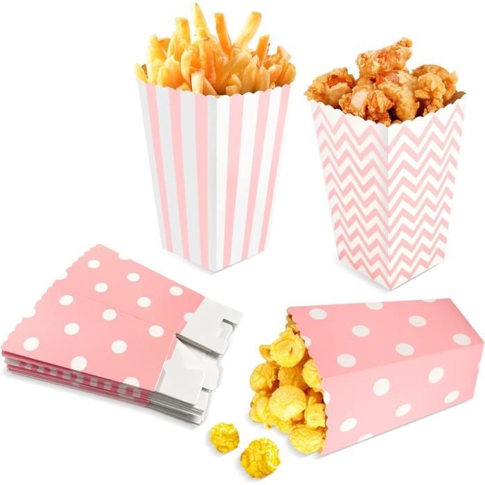 Tunejoy 36 Boîtes à Popcorn Rose - Conteneurs Carton Pour Fêtes, Collations Et Cadeaux