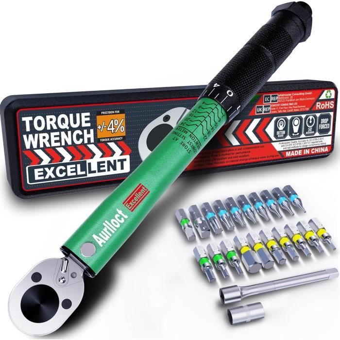 Clé Dynamométrique ½ Cm (40-210 Nm) Pour Autos, Vélos, Motos. Set Avec