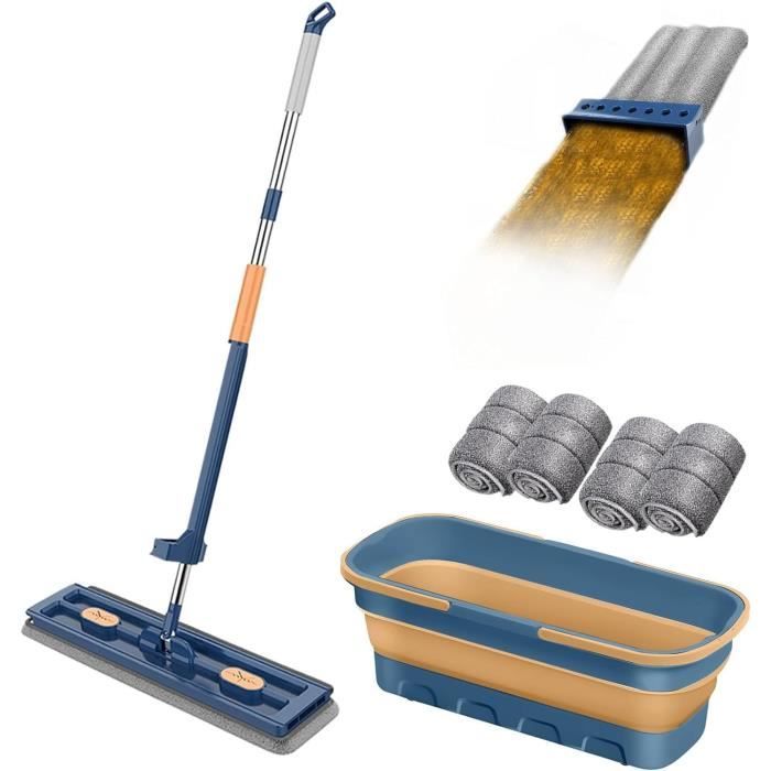 Balai Serpillère Plat De 100 Cm De Large Avec Manche Télescopique De 154 Cm, 2 Têtes De Balai En