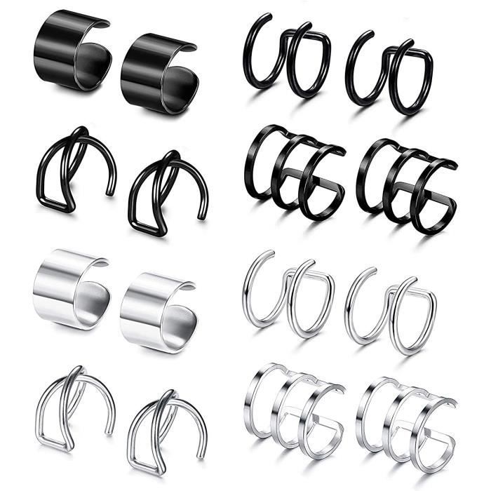 6 Paires De Boucles D’oreilles En Acier Inoxydable Avec Zircone – Brillantes, Pour Femme Et Homme