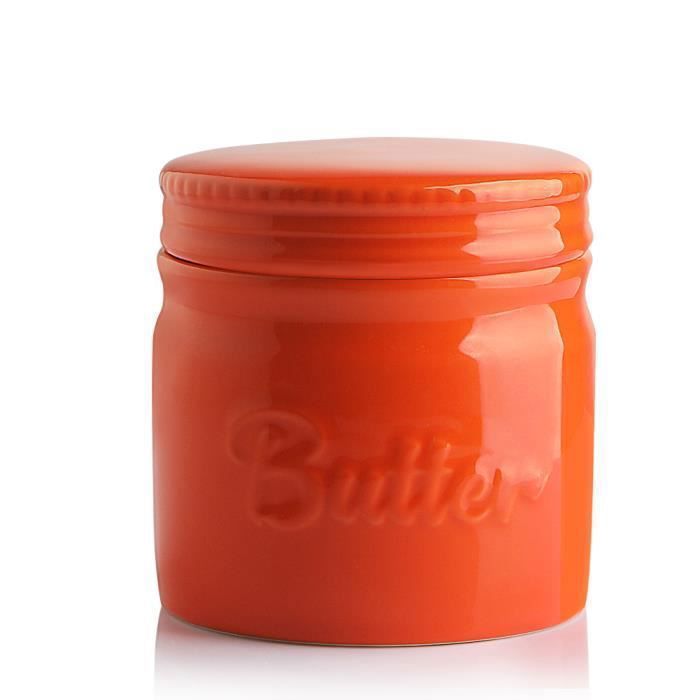 SWEEJAR Beurrier en céramique avec couvercle, récipient à beurre, beurre East/West Coast, 17,8 cm (jaune