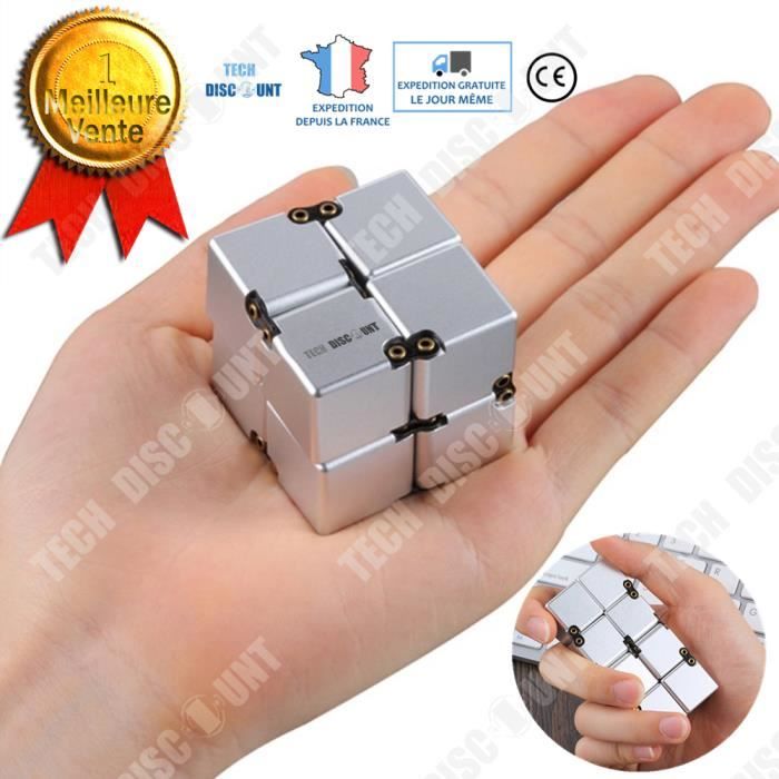 Bleu Infinity Cube Fidget Toy Alliage D'aluminium de Poche Fidget Toys Infinity Desk Magic Cube Soulager Le Stress Jouet de Réduction de Pression Jouet de Soulagement de L'anxiété 