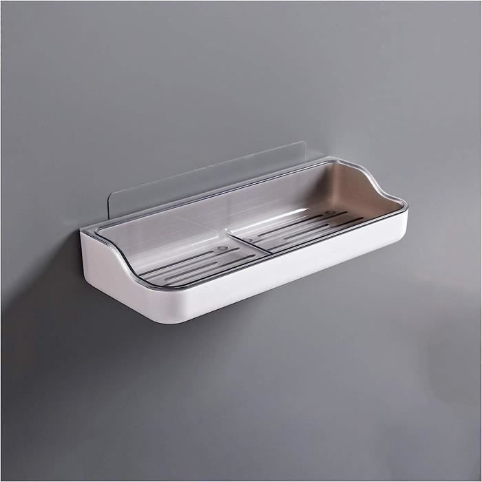 Porte-Savon Céramique Et Acier Inoxydable - Double Drain - Rectangulaire Élégant Pour Salle De Bain Et Cuisine