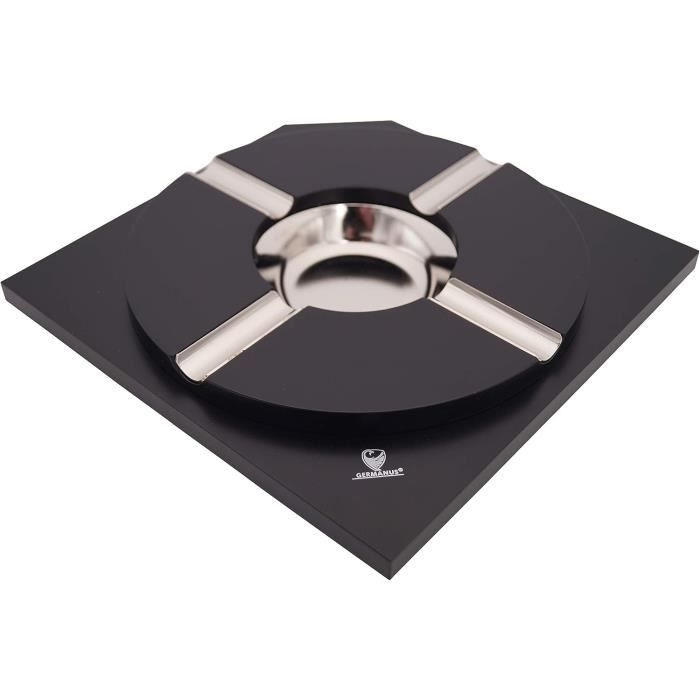 Cendrier Pour Cigares GERMANUS - Design Orientable En Bois Avec Porte-Cigare - Brun 10x10cm