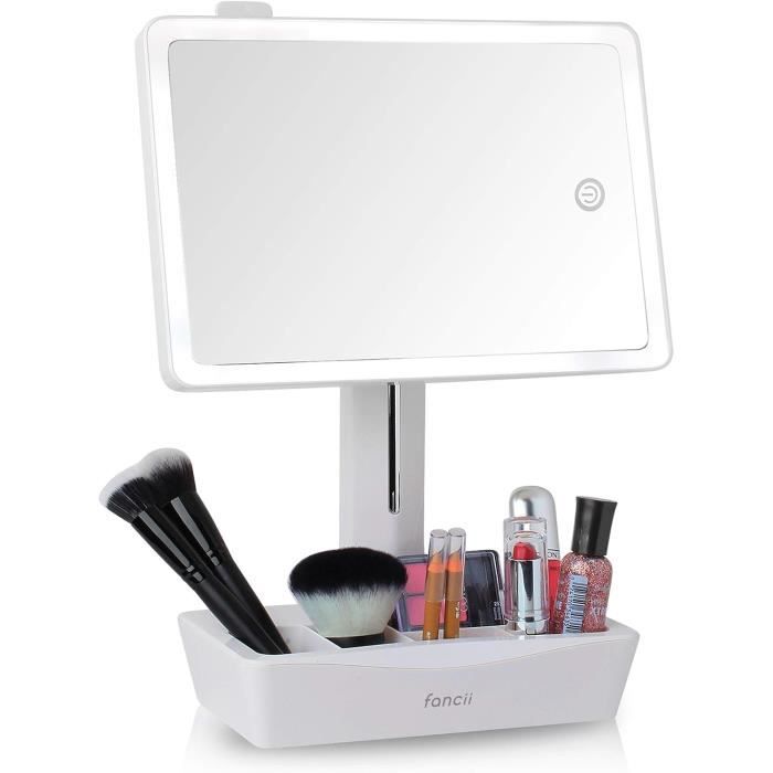 Grand Miroir De Maquillage Lumineux 45 LED Rechargeable - Grossissement X10, Rotation 360°, Miroir De Table Portable Avec Batterie Lithium