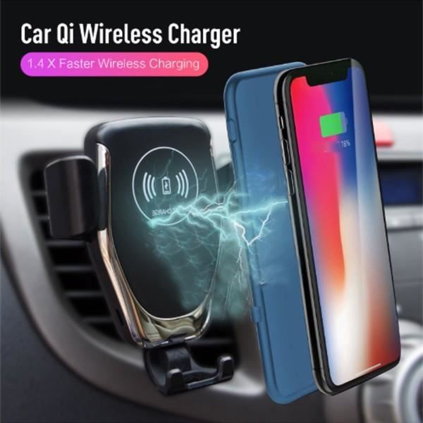 Support Magnétique Chargeur Voiture Sans Fil 15W - Rotation 360°, Fixation Ventilation - Inclut Câble Et Anneau Métal - Charge Rapide Qi Compatible