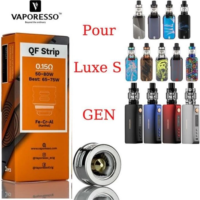 Vaporesso QF Meshed Coils 0.2 Ohm - 3 Pack, For Luxe TC Kit & SKRR Tank, Best At 65W-75W, Flax Fiber & Cotton