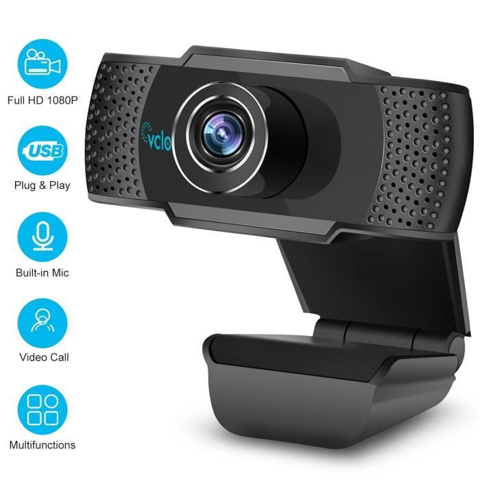 Webcam Diccik 1080P Full HD - Micro Intégré Antibruit - Champ De Vision Ajustable - Plug & Play USB - Pour Zoom, Skype, Teams