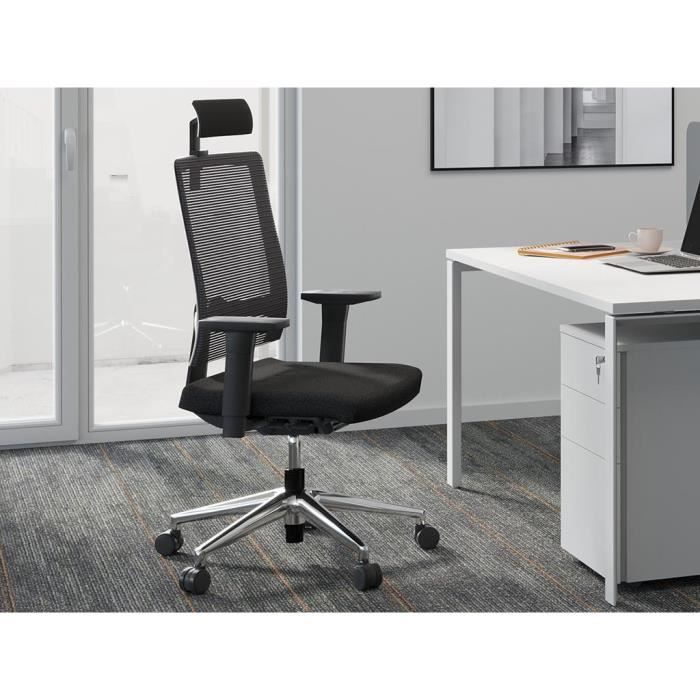 fauteuil de bureau ergonomique professionnel - tissu et pa-gf - noir - wallstreet