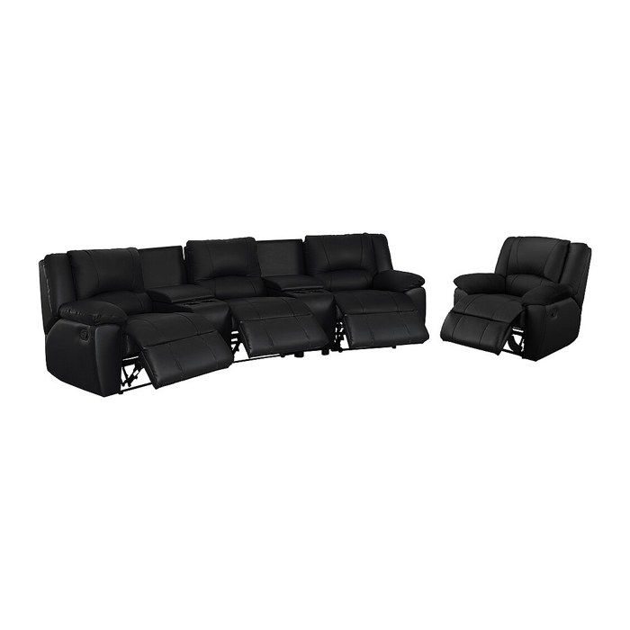 Canapé 3 places et un fauteuil relax en cuir AROMA - Noir
