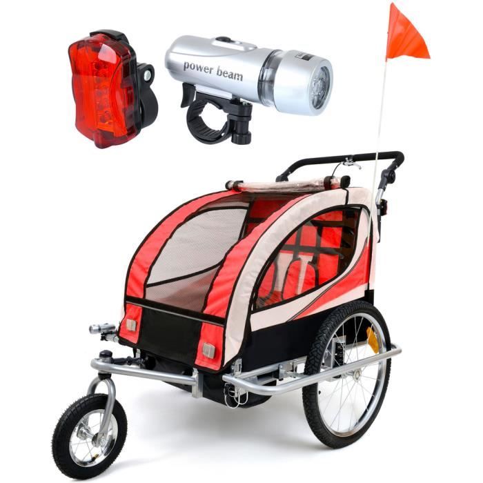 Remorque velo enfant buggy 2 places avec amortisseur rouge Cdiscount Sport