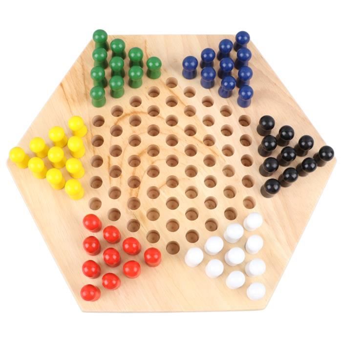 Jeu De Dames Chinoises En Bois - Plateau 38 Cm, 60 Pions Colorés, 2 à 6 Joueurs, à Partir De 8 Ans