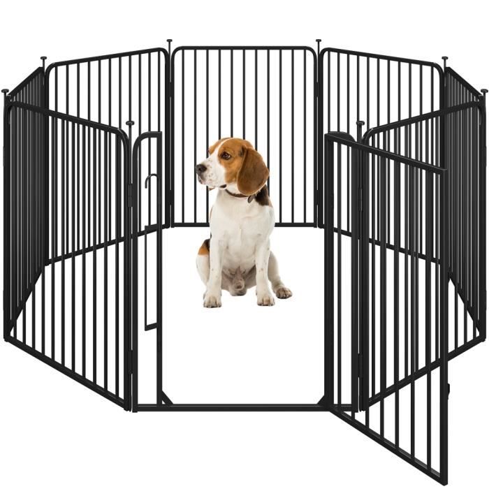 Comparer les prix de Yaheetech Parc pour Chien Enclos pour chiot Interieur en 8 Panneaux de 80 cm de haut Noir