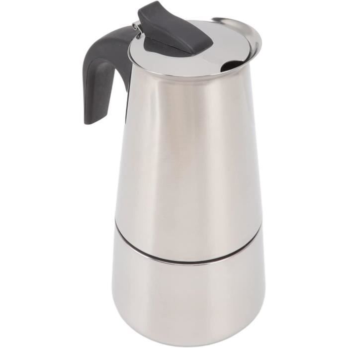 Cafetière Moka 2 Tasses - Acier Inoxydable - Pour Cuisinière - Expresso Italien - 100 Ml - Double Tête - Facile à Nettoyer