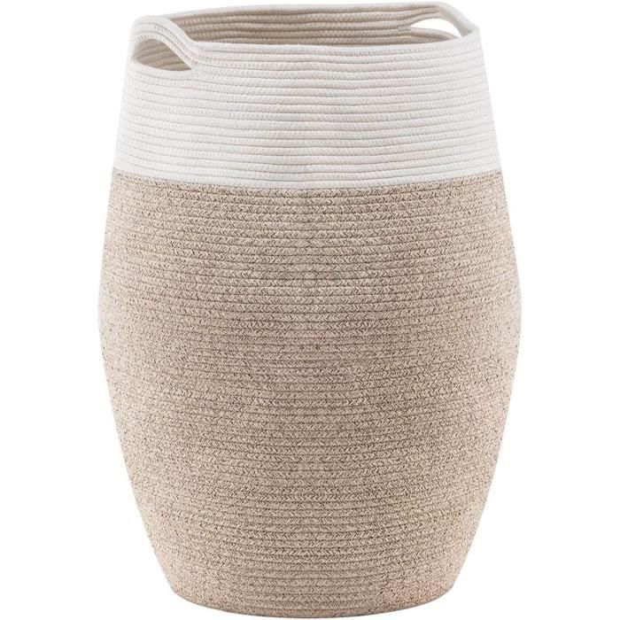 Panier à Linge YOUDENOVA 48L - Design Étroit Et Pliable - Bambou Et Tissu - Avec Couvercle