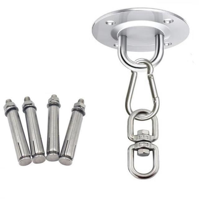 Crochet De Plafond Pour Gym, Yoga, Suspension – Fer, 6x12 Cm, Charge 250 Kg, Avec 4 Vis Et 4 Chevilles – Pour Hamac, Balançoire, Sac De Frappe