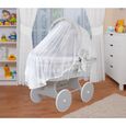 WALDIN Landau-berceau bébé complet - Cadre - roues peintes en gris, gris - points blancs-1