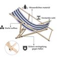 Izrielar Chaise longue pivotante pliante Chaise longue de plage Chaise en bois Bleu blanc CHAISE LONGUE - TRANSAT - BAIN DE SOLEIL-1