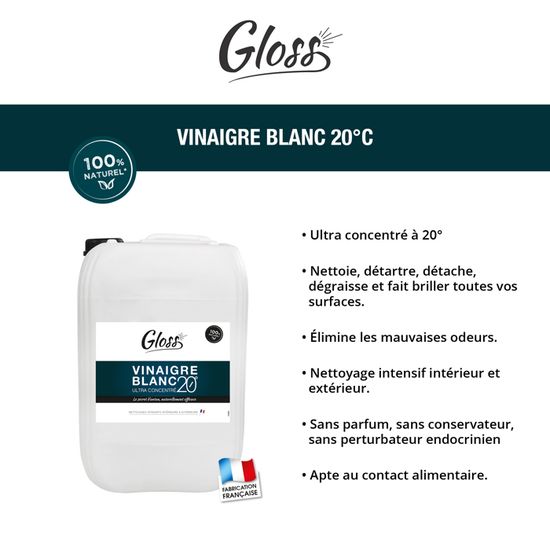 Gloss nettoyant vitres au vinaigre blanc et alcool de betterave 5L