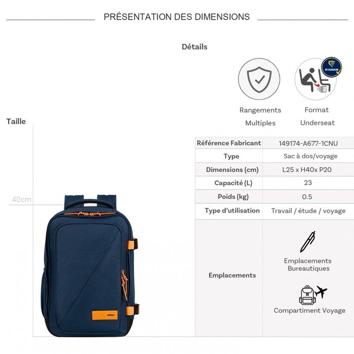 Ensemble Sac à Dos Et Sac De Sport American Tourister Orange - Polyester - Neuf Avec étiquettes