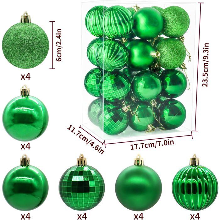 24 Décorations Dorées Pour Sapin De Noël – Boules à Paillettes, Pommes De Pin Et Cloches Incassables - 4
