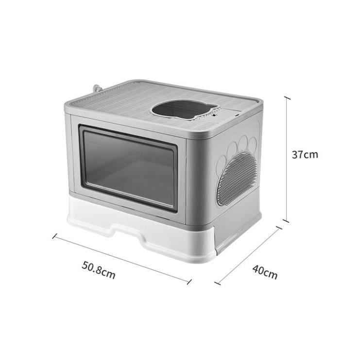 Lohofrnny Bac à Litière Pour Chat En Acier Inoxydable - Sans Odeur - Pour Grands Lapins Et Grands Chats - Facile à Nettoyer - Fond En Caoutchouc Antidérapant (gris Foncé, 60 × 40 × 31 Cm