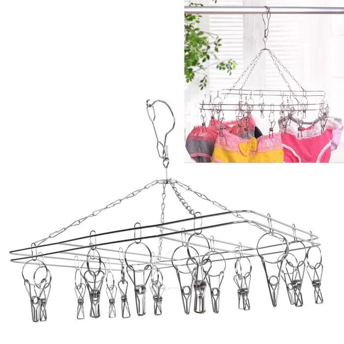 Blanc Étendoir à linge rétractable pour intérieur - Télescopique