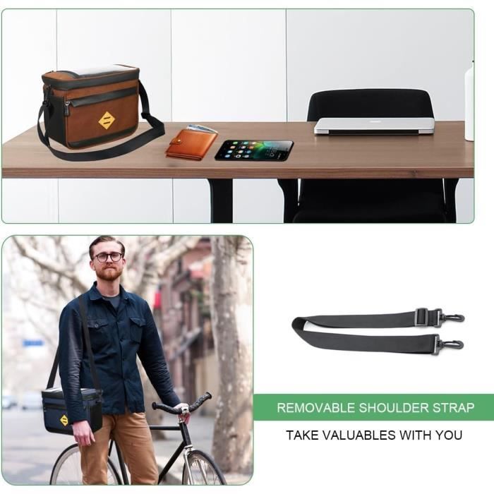 Sacoche Guidon Vélo TOURSLOV - Support Téléphone, Housse Pluie, 6 Poches