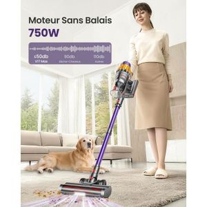 Prettycare Aspirateur Balai Sans Fil Léger, Conçu Pour Tapis Poils D Animaux Sol Brosse Anti Enchev Trement M2 Rouge