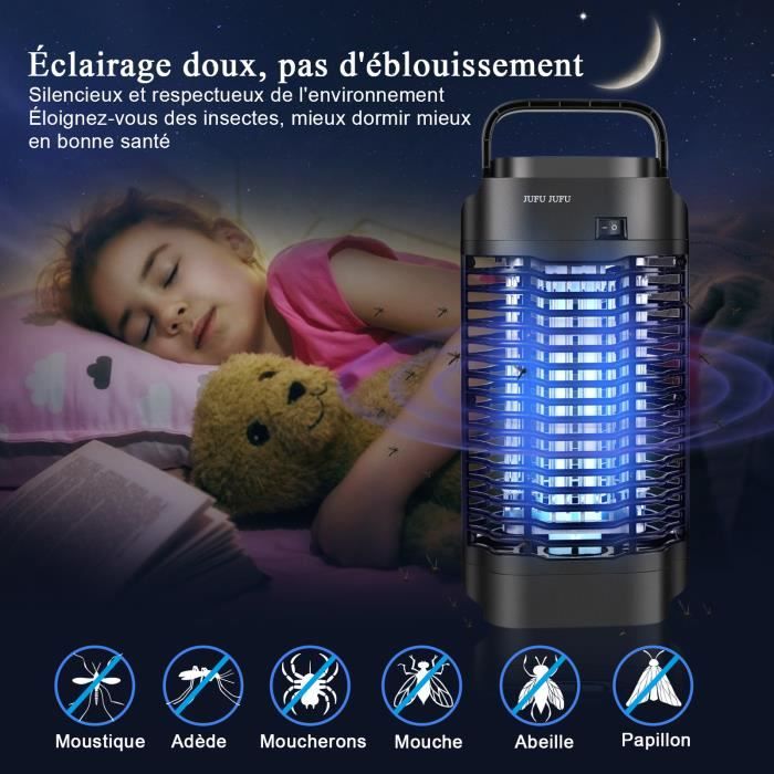 FGen UV Anti Moustique,Lampe Electrique Tue Mouche, 4W Prise Electrique Bug  Zapper Lampe avec Night Light pour Insectes (2 Pack)
