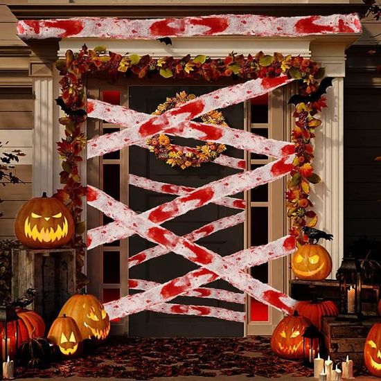 Gaze Sanglante Halloween 10M – Décoration Horreur Effrayante Pour Maison Hantée, Portes Et Fêtes