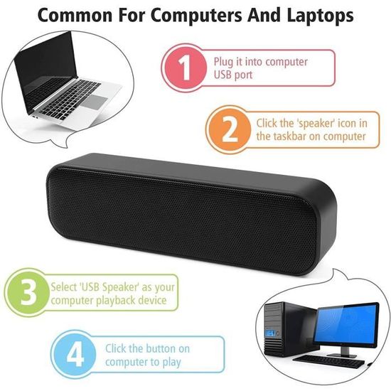 Enceintes PC Mini USB Haut-Parleur pour Ordinateur de Bureau, PC Windows,  Portable Ordinateur[25] - Cdiscount Informatique