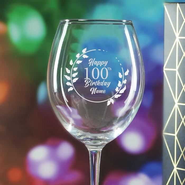 Enoteca Verre à vin personnalisé gravé avec couronne Happy 100th Birthday  561 ml Grand verre à vin personnalisable avec n'impo[1710] - Cdiscount  Maison