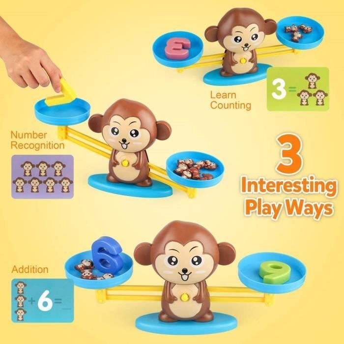 Queta - Jeu De Singe Balance Montessori - 60 Pièces Pour Apprendre Les Maths En S'amusant (dès 5 Ans) - 5