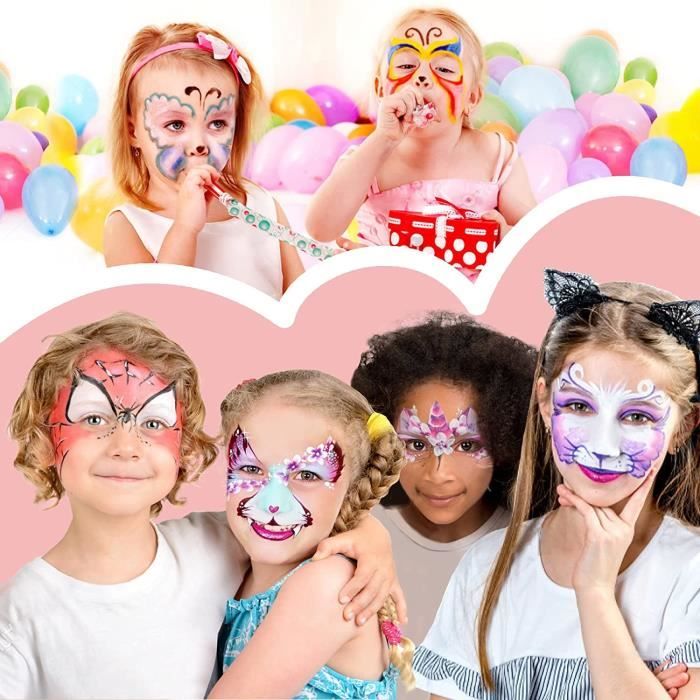 Kit de maquillage pour enfants de 12 couleurs, peinture pour le visage de  carnaval, maquillage pour enfants hypoallergénique, imperméable à l'eau et  à