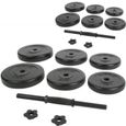 Physionics® Haltère / Poids de Musculation - 2 x 20 kg, 2 Barres Courtes et 4 Fermoirs - Disques pour Fitness, Set d'Haltères Courts-3
