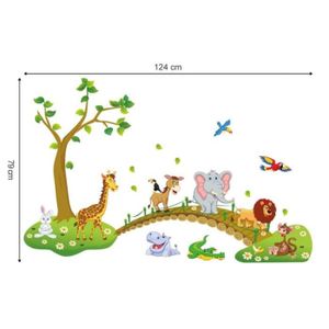 Grand Autocollant Mural Singe Et Arbre – Décor Chambre Enfant – Animaux PVC