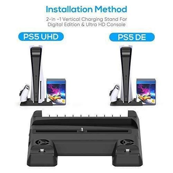 y Compris 2 Station de Chargeur pour Manette sans Fil DualSense et 3 Ports USB TPFOON Support Vertical avec Ventilateur de Refroidissement pour Sony PS5 Édition Standard et PS5 Digital Edition