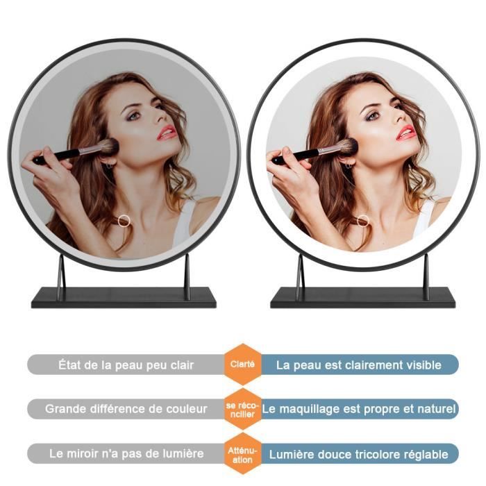 Miroir de maquillage pliable avec loupe 10X,miroir de courtoisie,3 lumières  pour documents,72 lumières LED,compact- White Set[A] - Cdiscount Au  quotidien